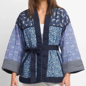 GAP | NWT Women's Blue Floral Patchwork Quilted Kimono Jacket | Size Small